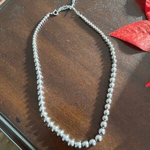 LOFT Shiny Silver Beaded Necklace